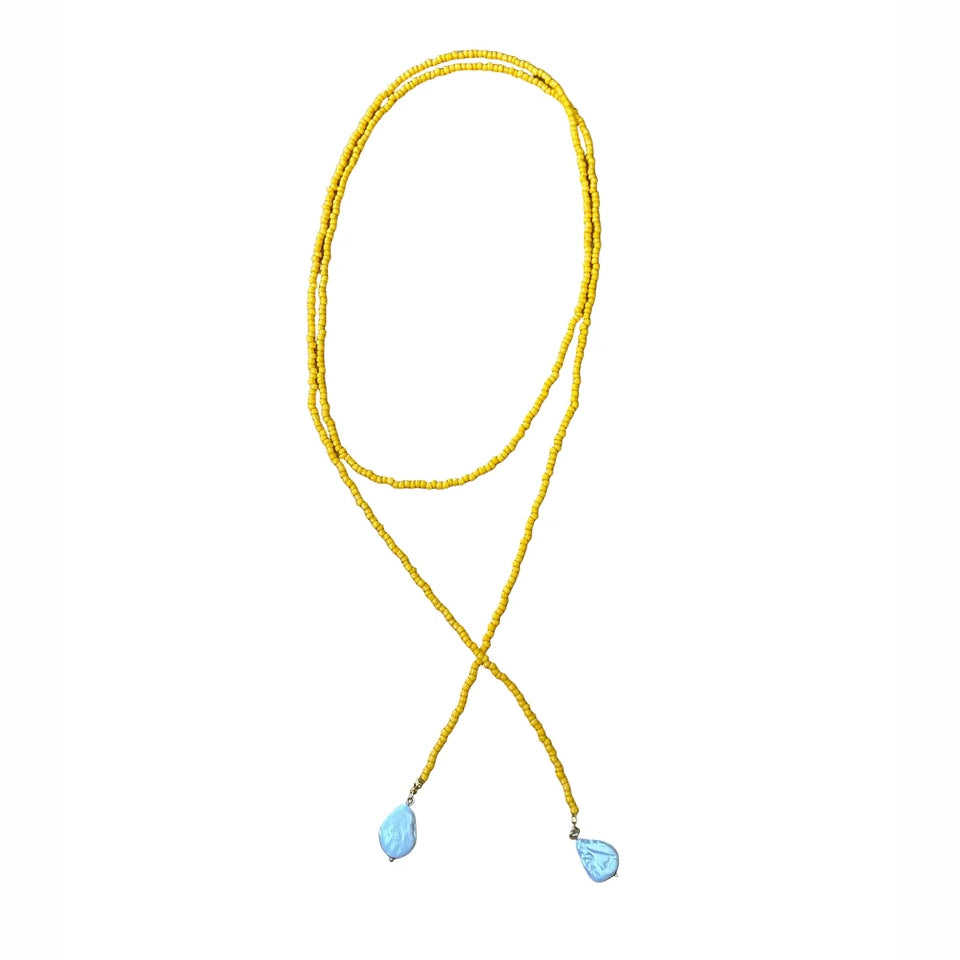 Wrap pearl necklace-orange