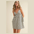 Floral Deep V Babydoll Dress-Cream