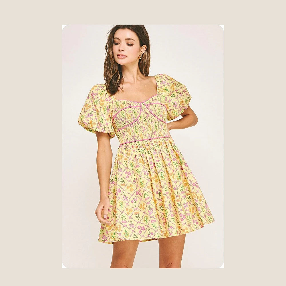 Sweetheart Floral Mini Dress