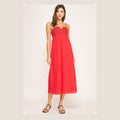 Red Linen Midi Dress