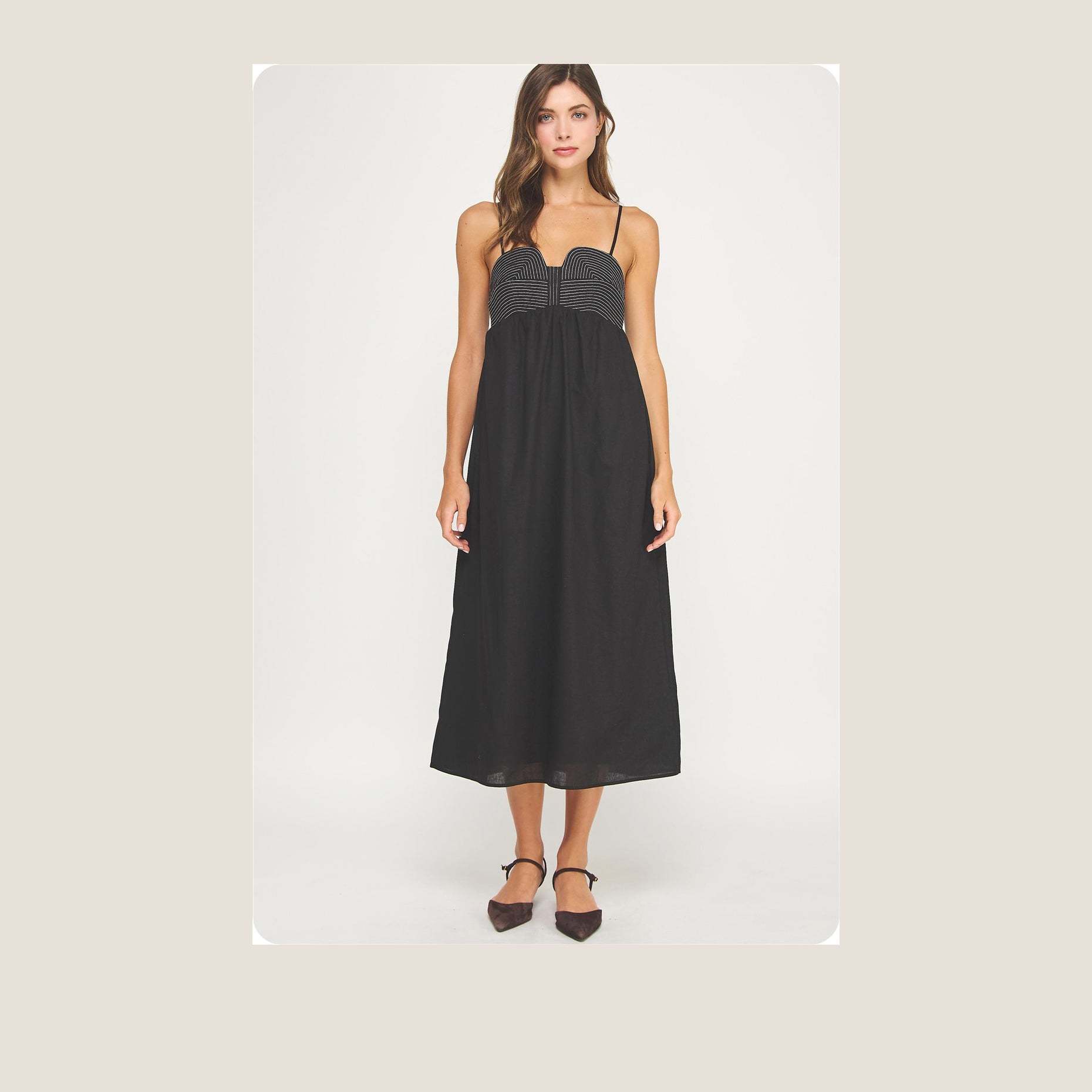 Black Linen Midi Dress