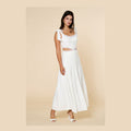 Lacey Cut Out Shoulder Tie Maxi Dress