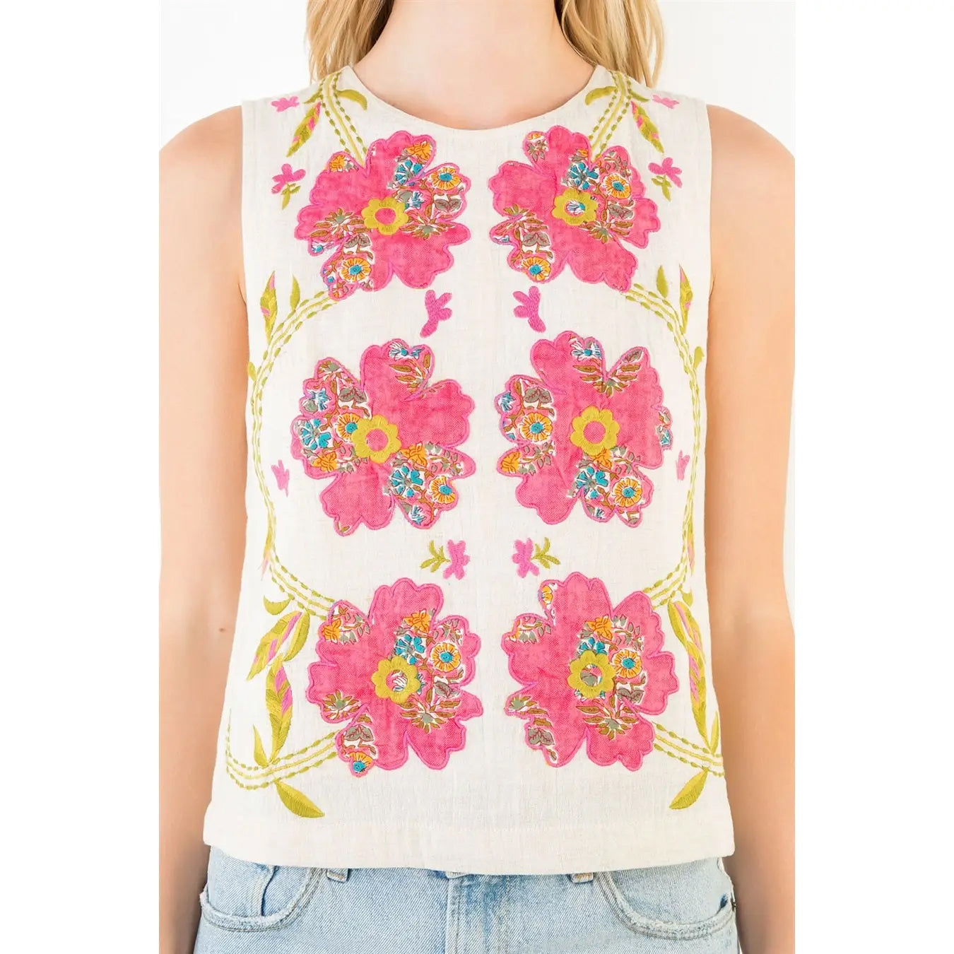 Sleeveless Foral Blouse
