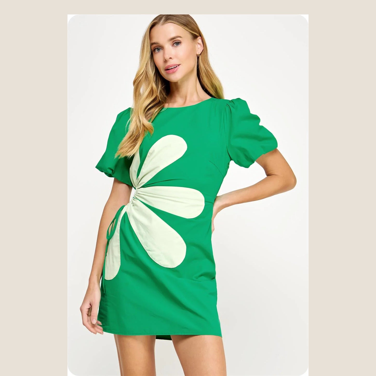 Emerald lime flower mini dress