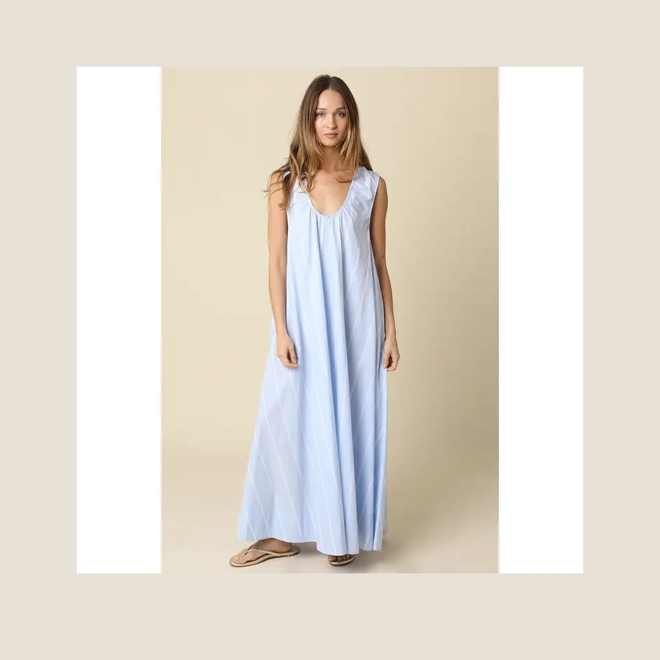 Piper Sleeveless Stripe Maxi Dress-Light Blue