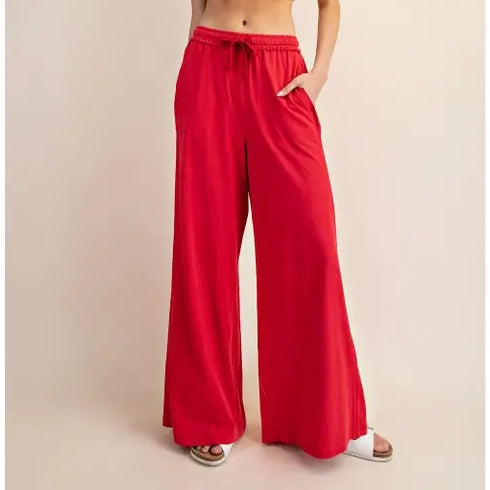 Wide Leg Lounge Pant Red