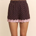 Polka dot lace trim shorts