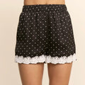Polka dot lace trim shorts