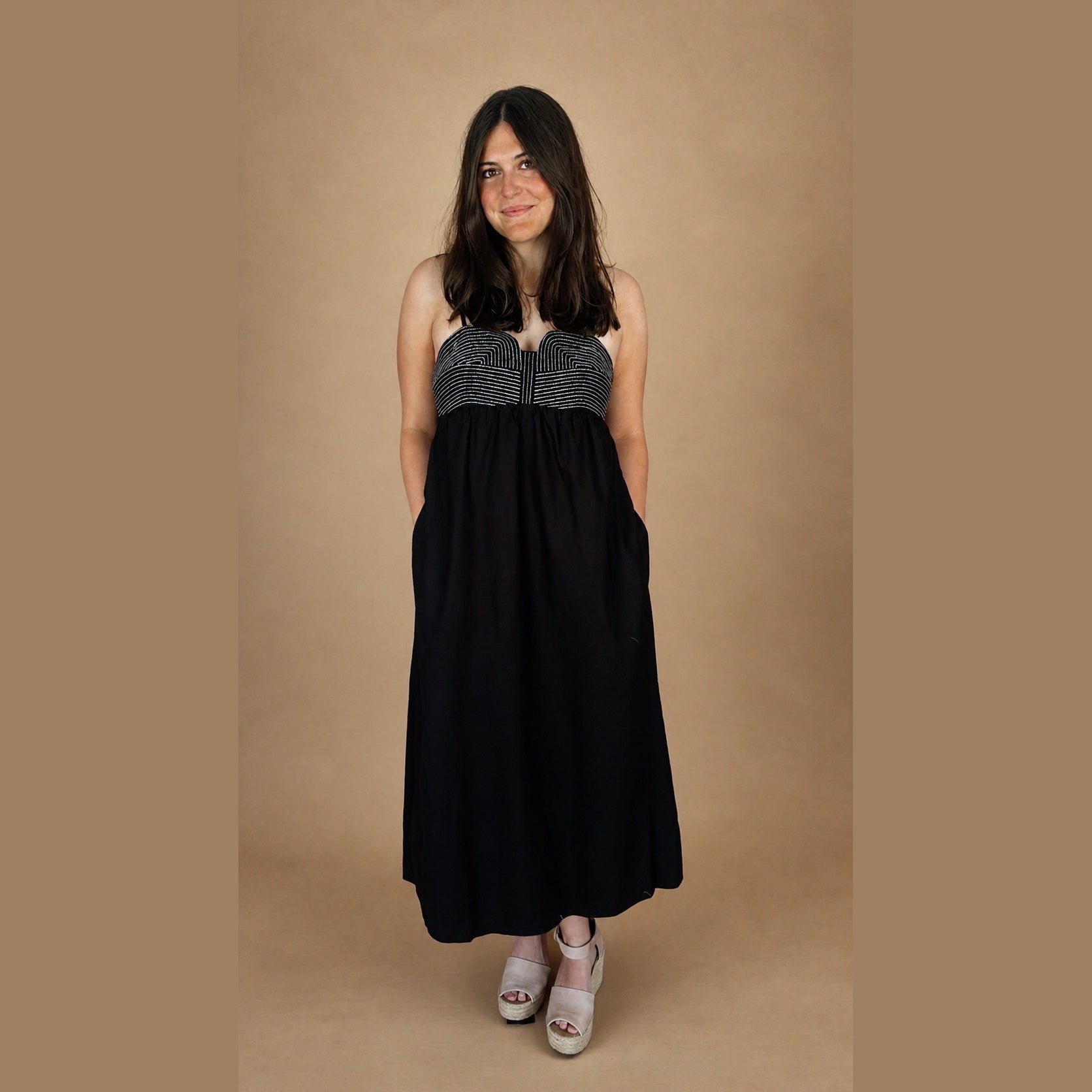 Black Linen Midi Dress