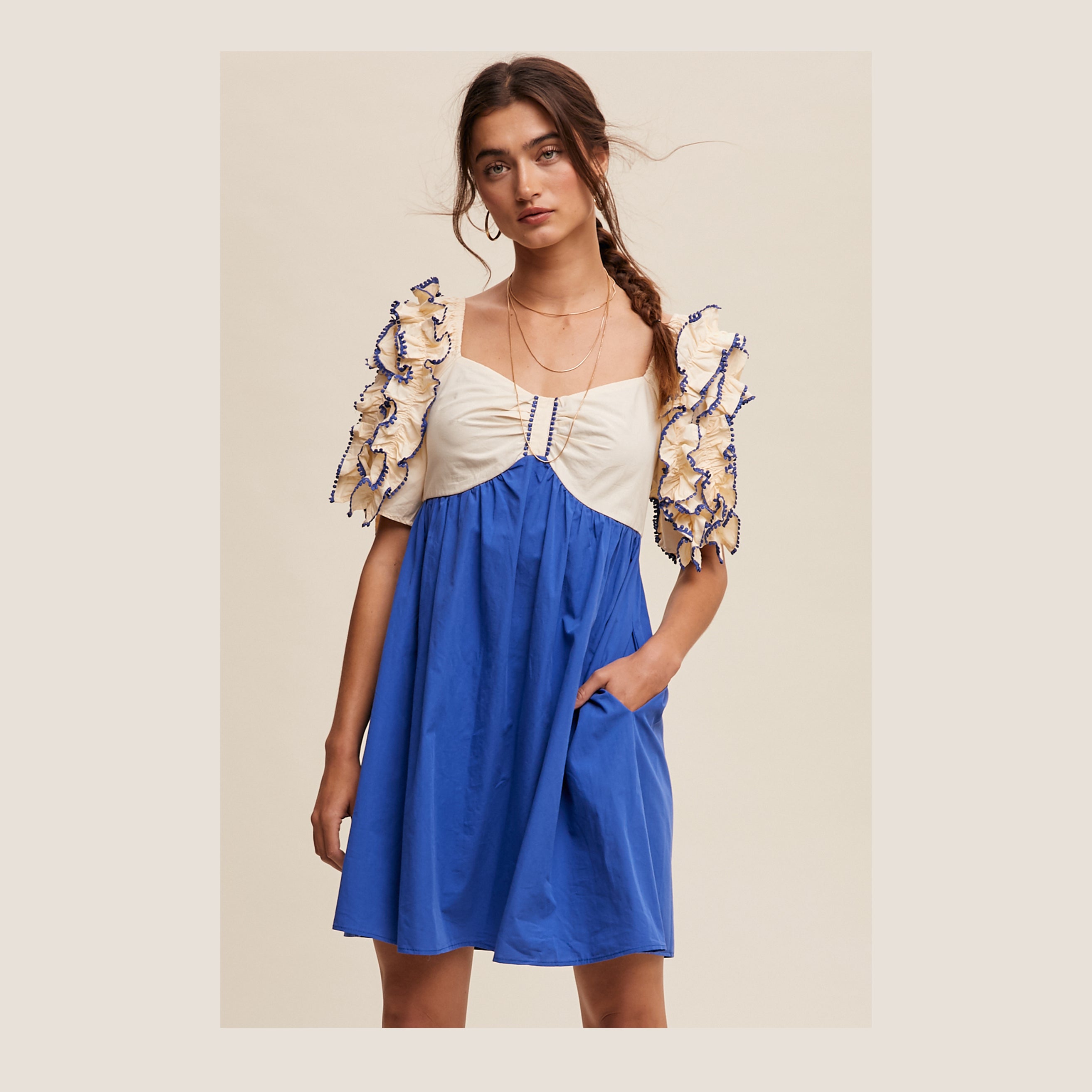 Ruffled Puff Sleeve Babydoll Dress