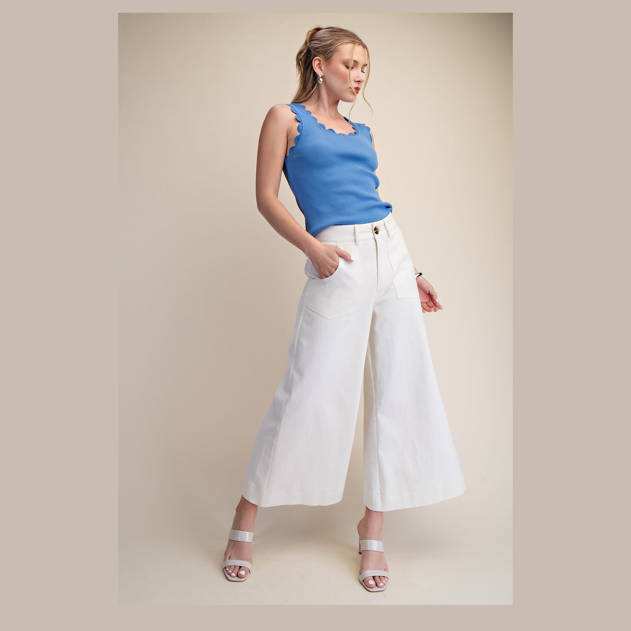 Crop High Rise Wide Leg Pants